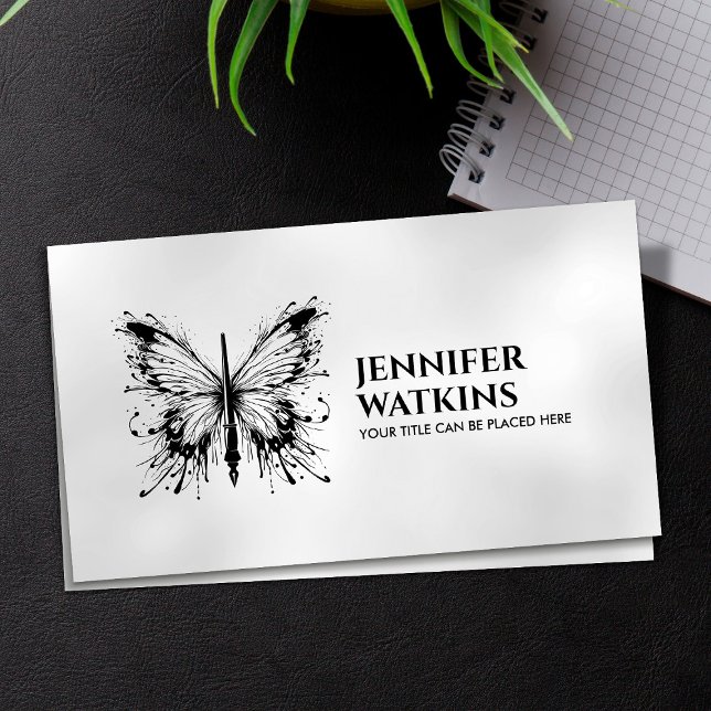 Carte De Visite Ecriture créative - Fontaine Papillon en encre (Créateur téléchargé)