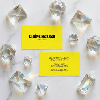 Carte De Visite Écriture Élégante Gras Jaune Clair Chic Minimalist