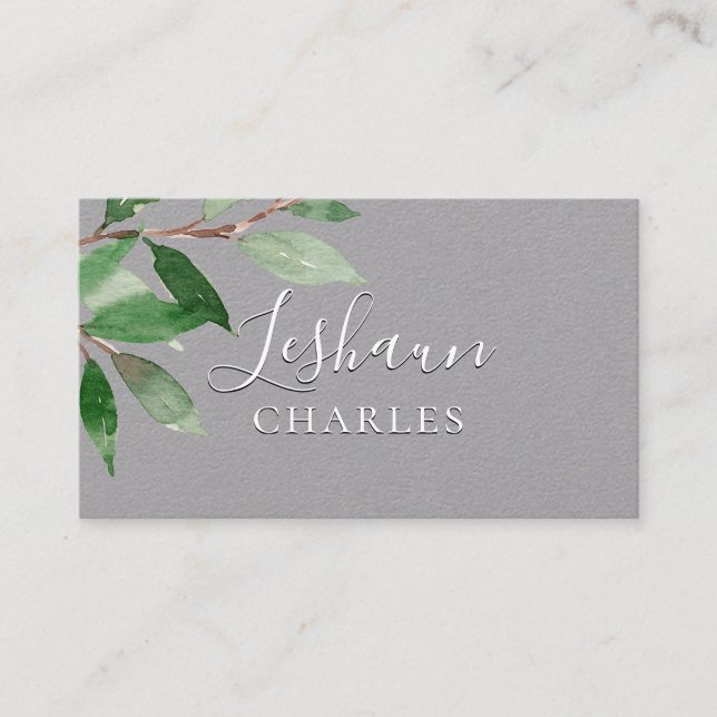 Carte De Visite Écriture en blanc vert clair (Devant)