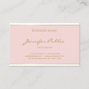 Carte De Visite Écriture manuscrite Gold Name Texte Blush Pink Mod