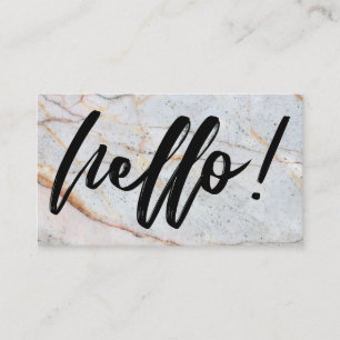 Carte De Visite Écriture manuscrite Hello! en noir sur marbre
