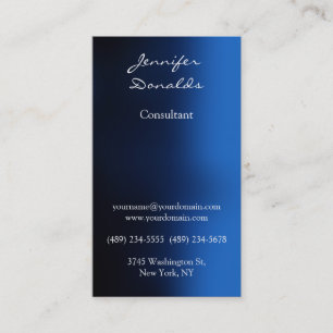 Carte De Visite Écriture manuscrite moderne couleur bleu foncé Pla