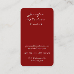 Carte De Visite Écriture manuscrite moderne couleur rouge foncé Pl