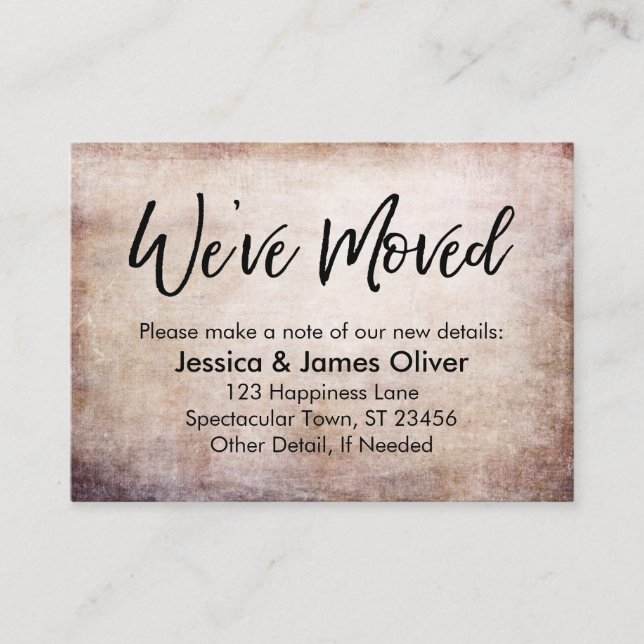 Carte De Visite Écriture manuscrite "Nous avons bougé" sur un Grun (Devant)