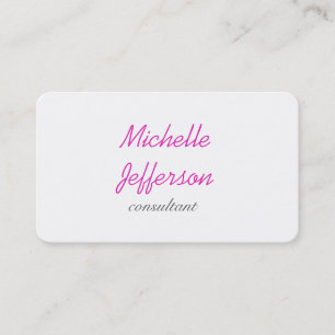 Carte De Visite Écriture manuscrite tendance rose blanc propre