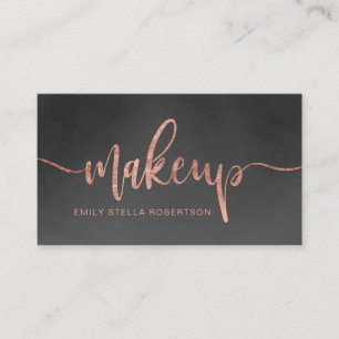 Carte De Visite Écriture maquillage rose or noir aquarelle