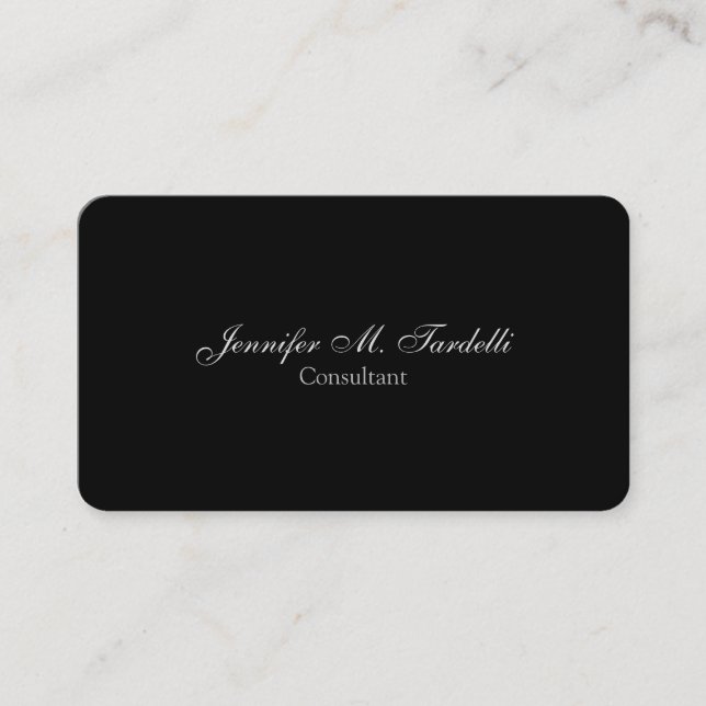 Carte De Visite Écriture minimaliste Noir Professionnel Plain (Devant)
