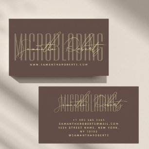 Carte De Visite Écriture moderne de microblading marron typographi