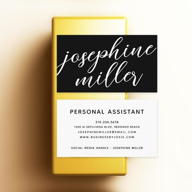 Carte De Visite Écriture moderne noir et blanc (Créateur téléchargé)