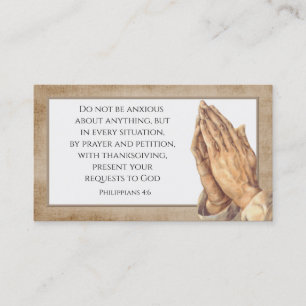 Carte De Visite Écriture Prière Mains Église personnalisée