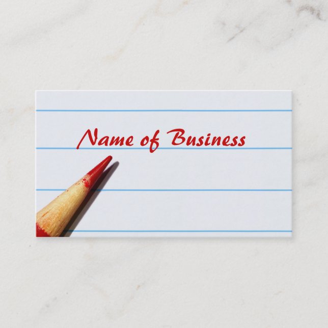 Carte De Visite Écriture rouge avec le crayon de professeur sur le (Devant)