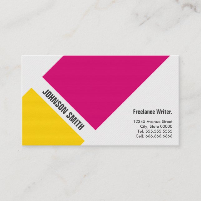 Carte De Visite Écrivain indépendant - Simple rose jaune (Devant)