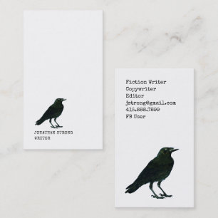 Carte De Visite Écrivain Minimaliste Corbeau Noir