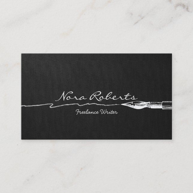 Carte De Visite Écrivains Auteurs noir et blanc Plume de plongée s (Devant)