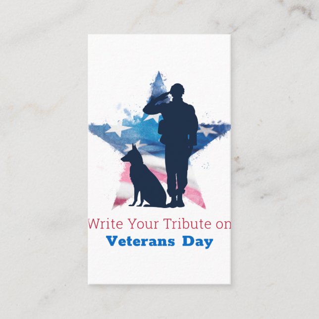 Carte De Visite Écrivez un hommage à la Journée des anciens combat (Devant)