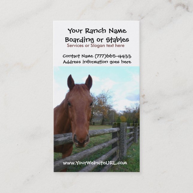 Carte De Visite Écuries d'équitation ou services d'embarquement (Devant)