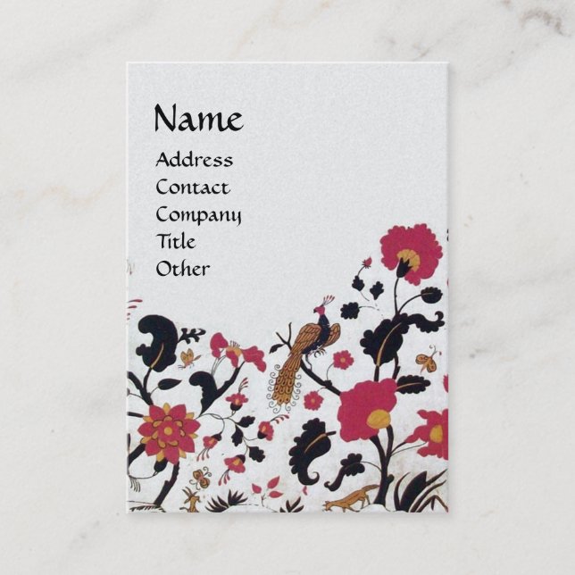 Carte De Visite EDEN, JARDIN BLANC Rouge Noir Blanc Floral Pearl (Devant)
