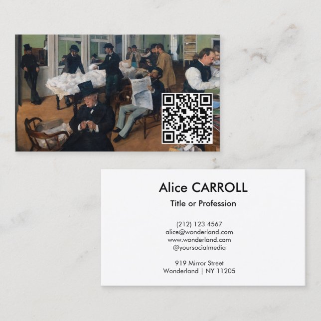 Carte De Visite Edgar Degas - Coton Office New Orleans - QR Code (Devant / Derrière)