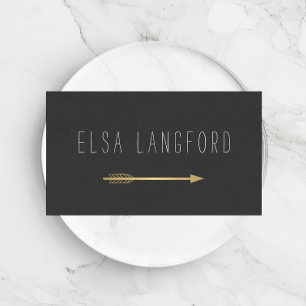 Carte De Visite Edgy Bohemian Faux Gold Arrow Texte manuscrit