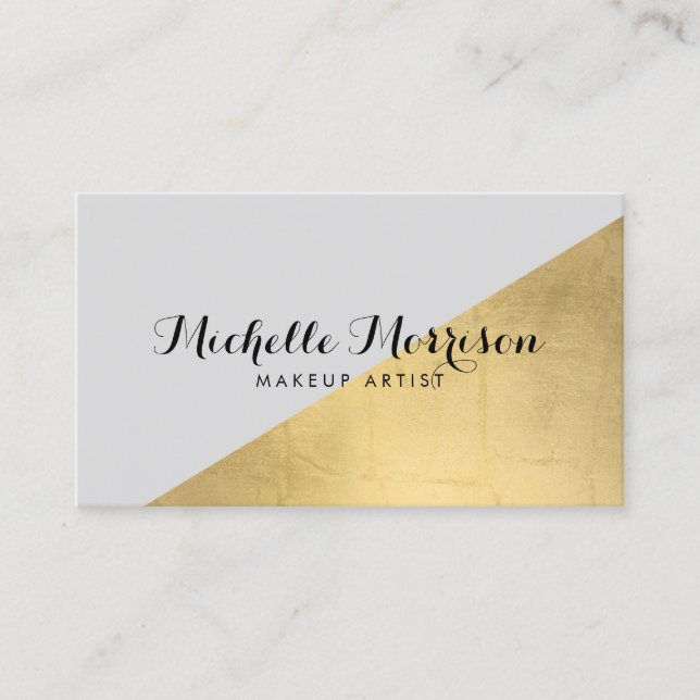 Carte De Visite Edgy Geometry Faux Gold Foil et gris Color Block (Devant)