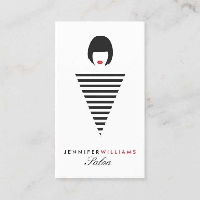 Carte De Visite Edgy Retro Mod Hair Styliste, Salon, Blogger De Be (Devant)