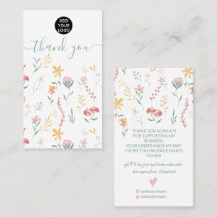 Carte De Visite Editable floral mignon illustration merci