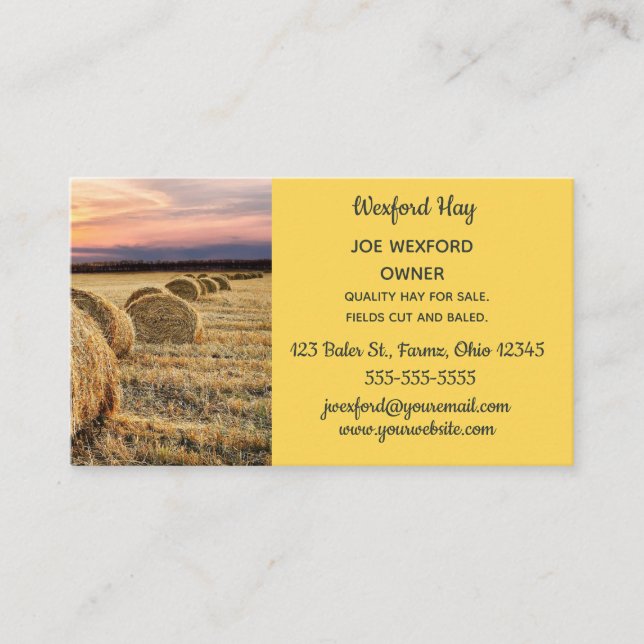 Carte De Visite Editable Hay Bale (Devant)
