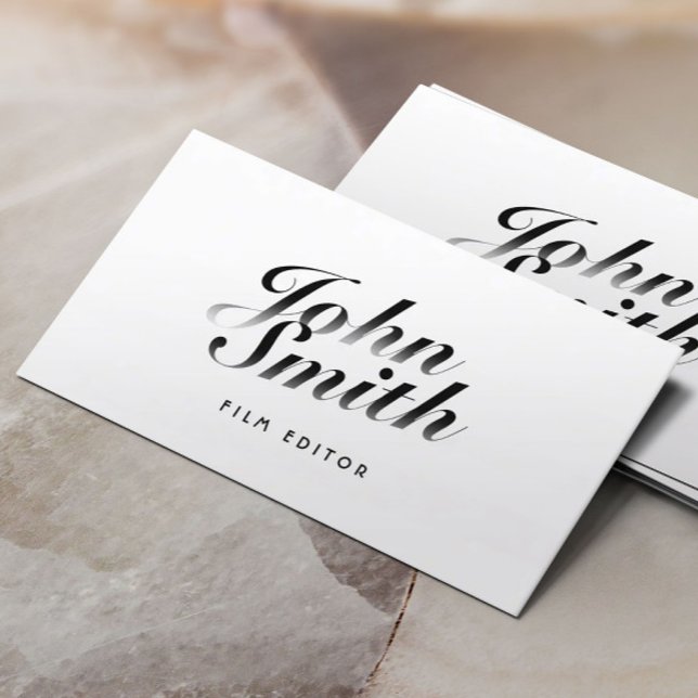 Carte De Visite Éditeur de film Classy Calligraphic (Créateur téléchargé)