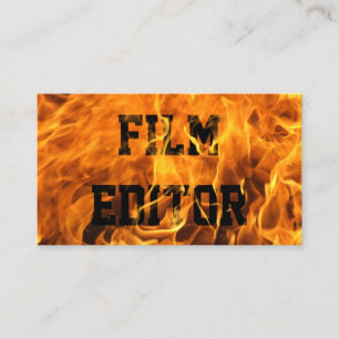 Carte De Visite Éditeur de film Typographie de feu flamboyant uniq