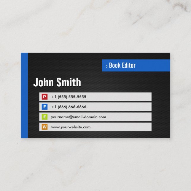Carte De Visite Éditeur de livre - Thème élégant Code QR (Devant)