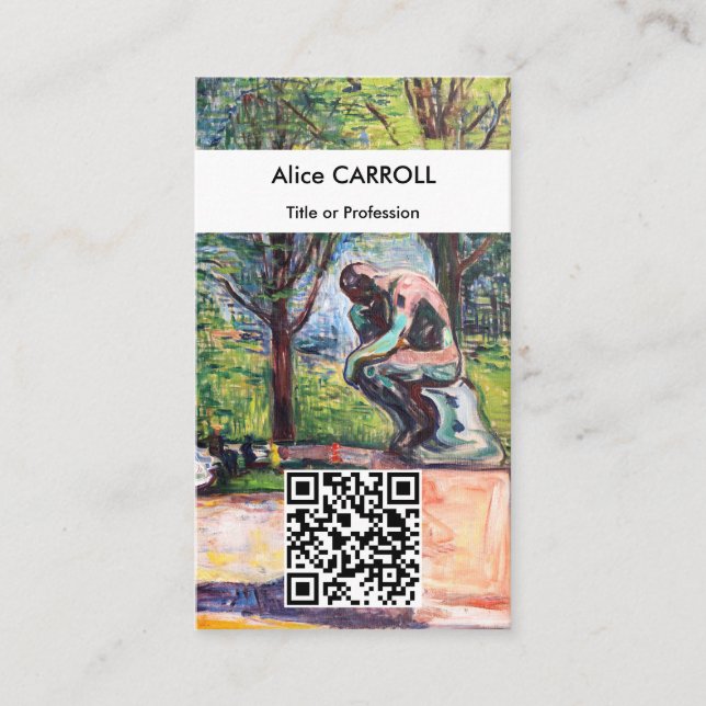 Carte De Visite Edvard Munch - Le penseur de Rodin - QR Code (Devant)
