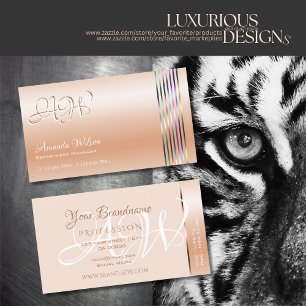 Carte De Visite Effet chimmer Pastel Coral élégant avec Monogram