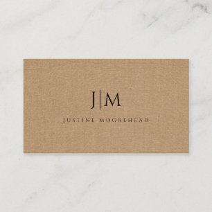 Carte De Visite Effet de linge Brown clair minimaliste monogramme