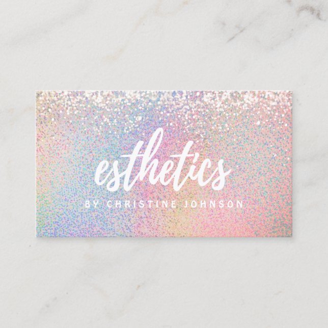 Carte De Visite effet de parties scintillant esthéticienne pastel  (Devant)