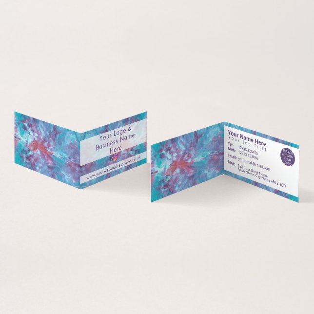 Carte De Visite effet de teinture à cravate bleu rose Abstrait (Intérieur et extérieur)