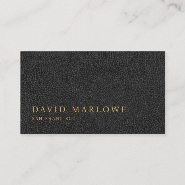 Carte De Visite Effet en cuir noir professionnel moderne (Devant)