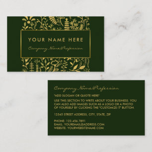 Carte De Visite Effet feuille verte et feuille d'huile d'or de la 