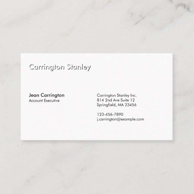 Carte De Visite Effet incorporé blanc professionnel (Devant)