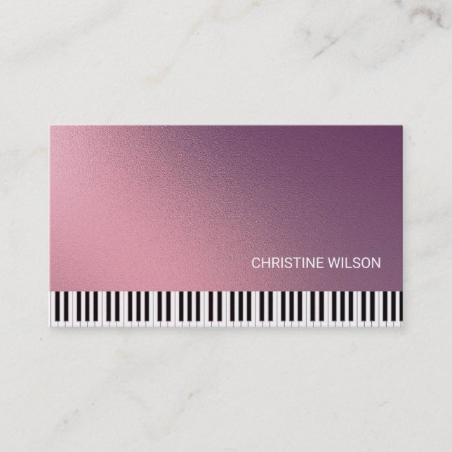 Carte De Visite effet métallique de pianiste FAUX (Devant)