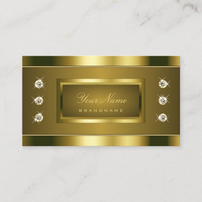 Carte De Visite Effet Or de luxe avec Rhinestones Faux Lumineux (Devant)