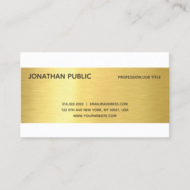 Carte De Visite Effet Or Elégant moderne Professional Plain Luxe (Devant)