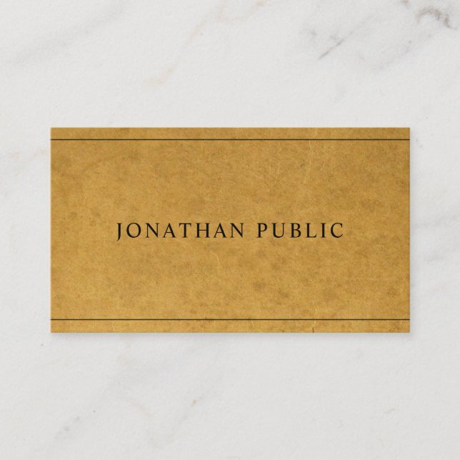 Carte De Visite Effet papier Kraft moderne créatif Unique Plain (Devant)