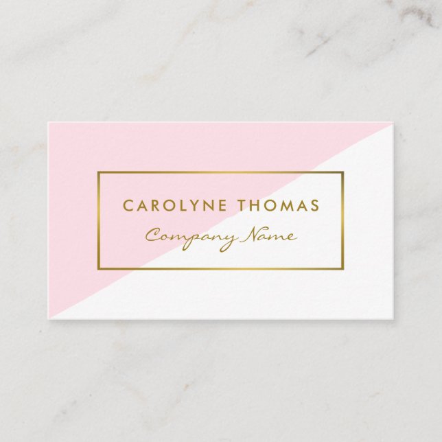 Carte De Visite Effet simple Géométrique Blanc & Or Foil (Devant)
