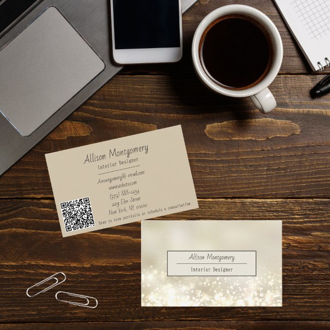 Carte De Visite Effets lumineux Abstraits avec code QR (Créateur téléchargé)