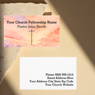 Carte De Visite Église chrétienne Abstraite Orange Sky Cross