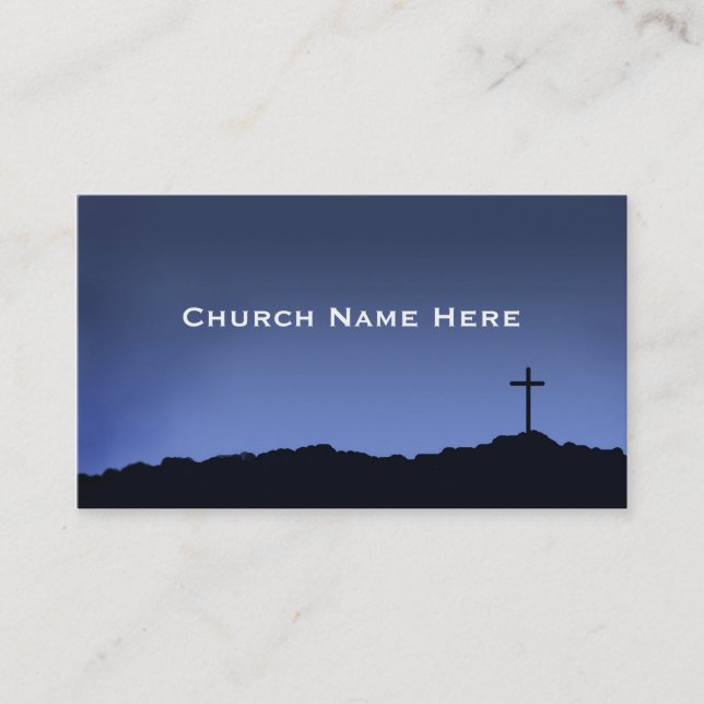 Carte De Visite Église / Croix religieuse Silhouette sur le ciel b (Devant)