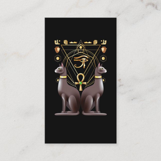 Carte De Visite Égypte Cat Horus Oeil Ankh Géométrie Sacrée (Devant)