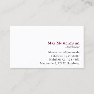 Carte De Visite einfache Steuerberater Visitenkarte