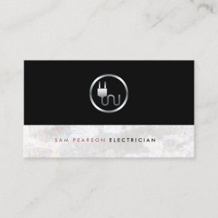 Carte De Visite Electrician Bold Electric Plug Icon Simple Elegant