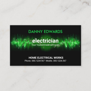 Carte De Visite Électricien à impulsion électrique verte
